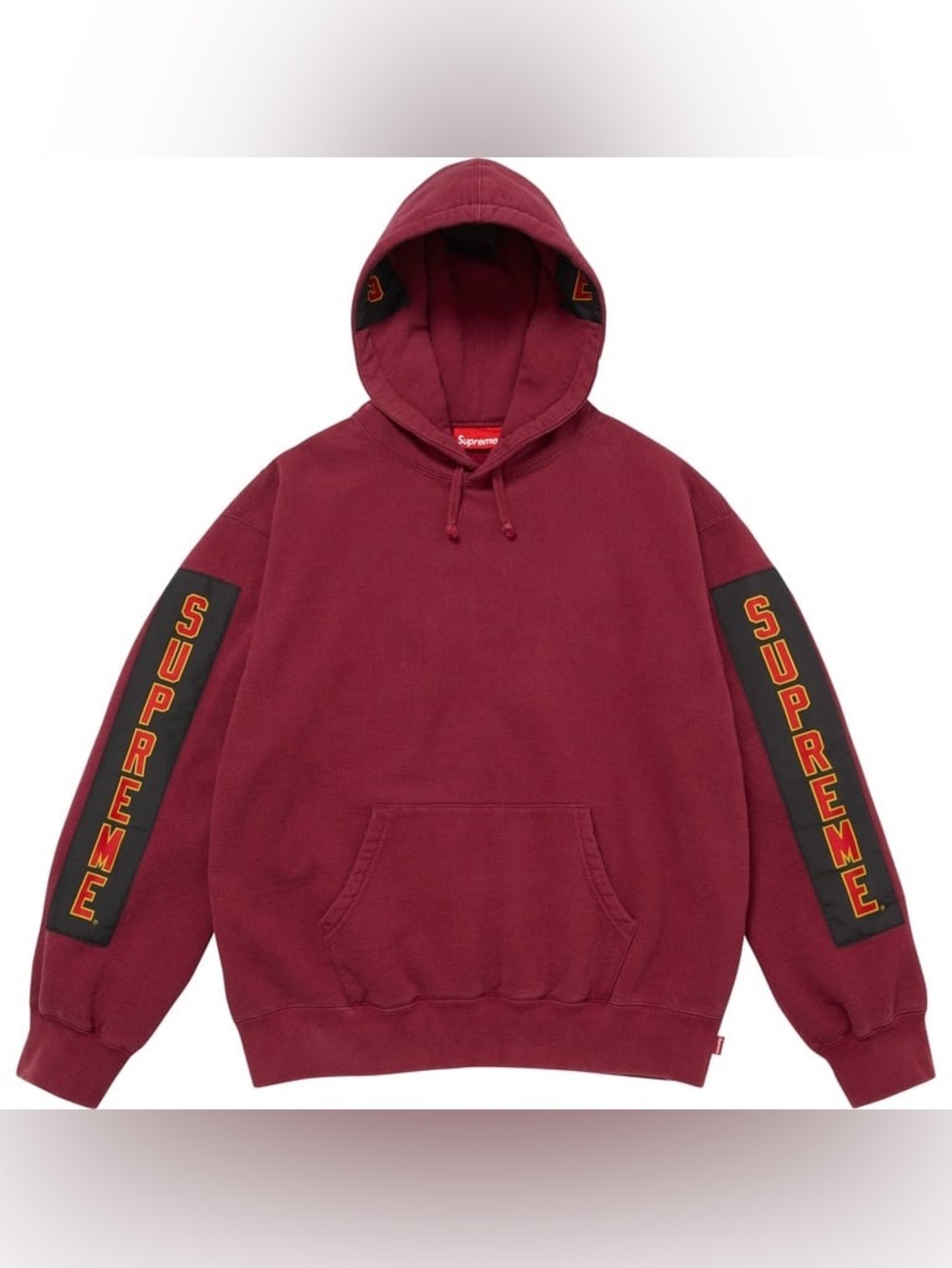Supreme Woven Patches Hooded Sweatshirt ‘Cardinal’ Hoodie FW25 Men's Size XL.
